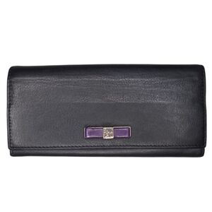 Furla Chantilly Long Leather Wallet- Black/Purple